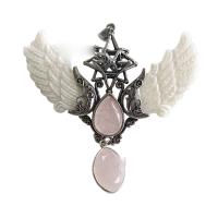 Gemstone Zinc Alloy Pendants, Natural Stone, with Shell & Zinc Alloy 