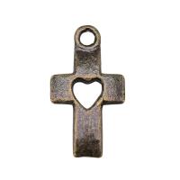 Zinc Alloy Cross Pendants, plated, with heart pattern 