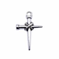 Zinc Alloy Jewelry Pendants, Cross, plated, DIY, silver color 