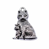 Pendentifs animaux en alliage de zinc, chat, Placage, argent Vendu par PC