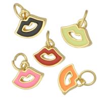 Colgantes de latón del esmalte, metal, Labios, chapado en color dorado, Joyería & Bricolaje & para mujer, más colores para la opción, 10x8x2mm, agujero:aproximado 3mm, Vendido por UD