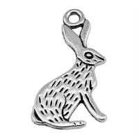 Pendentifs animaux en alliage de zinc, lapin, Plaqué de couleur d'argent, Vintage & unisexe Vendu par PC