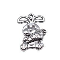 Pendentifs animaux en alliage de zinc, lapin, Plaqué de couleur d'argent, Vintage & unisexe Vendu par PC