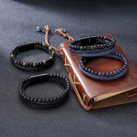 cuir PU bracelet, avec oeil de tigre & alliage de zinc, pistolet noir plaqué, normes différentes pour le choix & pour homme, plus de couleurs à choisir .26 pouce, Vendu par fixé