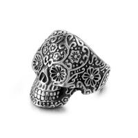 Anillo de dedo de acero Titanium de, Partículas de acero, Calavera, pulido, unisexo & diverso tamaño para la opción & ennegrezca, color original, Vendido por UD