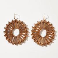 Wood Earring, Zinc Alloy, with Wood, fashion jewelry & for woman 