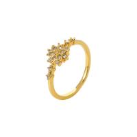 Cubic Zirconia Micro Pave Brass Finger Ring, micro pave cubic zirconia & for woman, golden, 17mm 