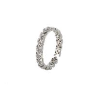 Brass Cuff Finger Ring, Adjustable & micro pave cubic zirconia & for woman, silver color, 17mm 