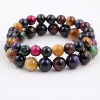 Tiger Eye Stone Bracelets, Round, Unisex & anti-fatigue Approx 7.5 Inch 