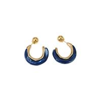 Brass Stud Earring, with Resin, gold color plated, for woman 