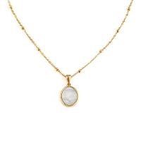 Collier de bijoux de titane, Acier titane, avec coquille, Placage de couleur d'or, styles différents pour le choix & pour femme Environ 15.74 pouce, Vendu par PC