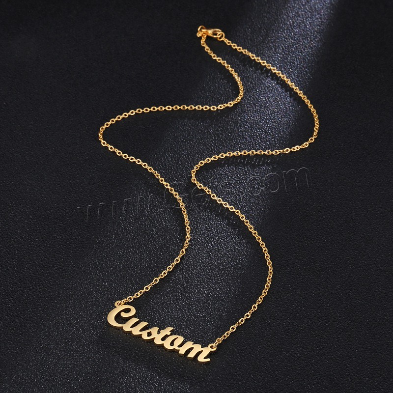 Stainless Steel Jewelry Necklace, 304 Stainless Steel, with 1.97inch extender chain, Alphabet Letter, Vacuum Ion Plating, Each custom text must be less than 10 letters & fashion jewelry & Unisex, more colors for choice, Length:Approx 17.72 Inch, Sold By PC