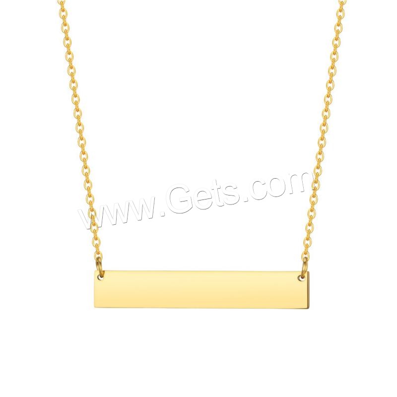 Stainless Steel Jewelry Necklace, 304 Stainless Steel, with 1.97inch extender chain, Vacuum Ion Plating, Each custom text must be less than 10 letters & fashion jewelry & Unisex, more colors for choice, 40x10mm, Length:Approx 17.72 Inch, Sold By PC