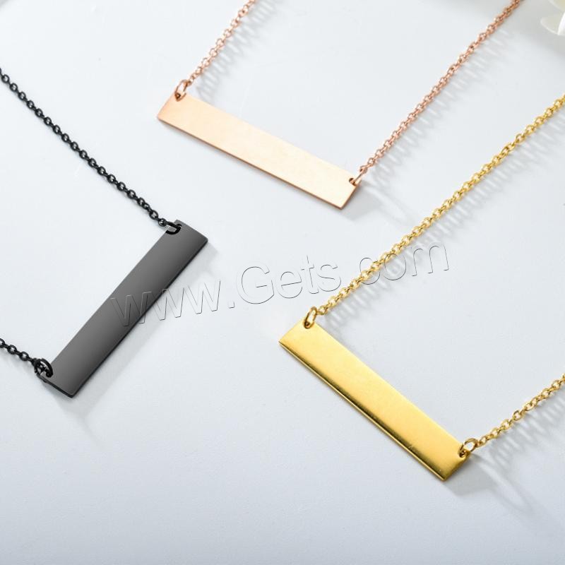 Stainless Steel Jewelry Necklace, 304 Stainless Steel, with 1.97inch extender chain, Vacuum Ion Plating, Each custom text must be less than 10 letters & fashion jewelry & Unisex, more colors for choice, 40x10mm, Length:Approx 17.72 Inch, Sold By PC