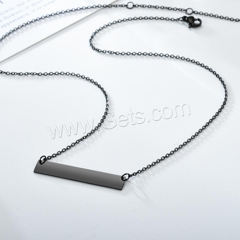 Stainless Steel Jewelry Necklace, 304 Stainless Steel, with 1.97inch extender chain, Vacuum Ion Plating, Each custom text must be less than 10 letters & fashion jewelry & Unisex, more colors for choice, 40x10mm, Length:Approx 17.72 Inch, Sold By PC