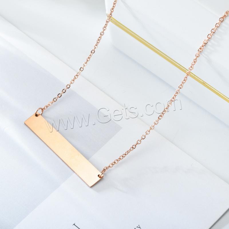 Stainless Steel Jewelry Necklace, 304 Stainless Steel, with 1.97inch extender chain, Vacuum Ion Plating, Each custom text must be less than 10 letters & fashion jewelry & Unisex, more colors for choice, 40x10mm, Length:Approx 17.72 Inch, Sold By PC