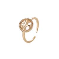 Brass Cuff Finger Ring, Adjustable & micro pave cubic zirconia & for woman, golden, 17mm 