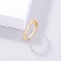 Cubic Zirconia Micro Pave Brass Finger Ring, micro pave cubic zirconia & for woman, golden, 17mm 