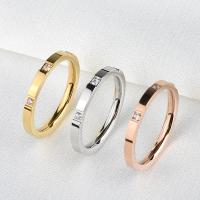 Titan Stahl Fingerring, Titanstahl, poliert, für Frau & mit Strass, keine, 3x1.8mm, verkauft von PC