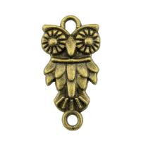 Animal Zinc Alloy Connector, Owl, plated, vintage & 1/1 loop 