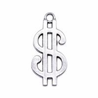 Zinc Alloy Jewelry Pendants, Dollar Sign, antique silver color plated, vintage & Unisex 