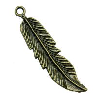 Zinc Alloy Feather Pendants, plated, vintage & Unisex 45mm 