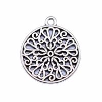 Zinc Alloy Hollow Pendants, Round, antique silver color plated, vintage & Unisex 