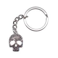 Zinc Alloy Key Clasp, Skull, antique silver color plated, vintage & Unisex 