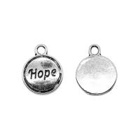 Zinc Alloy Message Pendants, Round, antique silver color plated, vintage & Unisex 