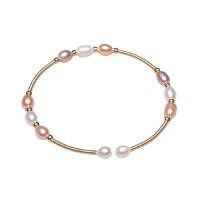 bracelet en laiton de perle d'eau douce cultivée, avec perle d'eau douce cultivée, riz, Placage de couleur d'or, pour femme, plus de couleurs à choisir, 5-6mm cm, Vendu par PC