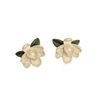 Pendientes de Perno de Aleación de Zinc, Flor, barniz de secado al horno, Estilo coreano & para mujer, 25mm, Vendido por Par