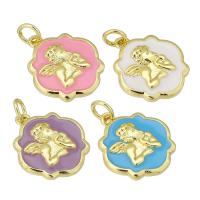 Enamel Brass Pendants, gold color plated Approx 3mm 