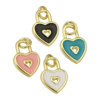 Colgantes de latón del esmalte, metal, Corazón, chapado en color dorado, hueco, más colores para la opción, 9x13x1.5mm, agujero:aproximado 2mm, Vendido por UD