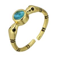 metal Anillo de dedo Cuff, chapado en color dorado, Ajustable & micro arcilla de zirconia cúbica & esmalte, tamaño:7, Vendido por UD