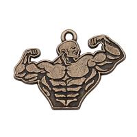 Zinc Alloy Jewelry Pendants, Muscle Man, plated, antique gold color 