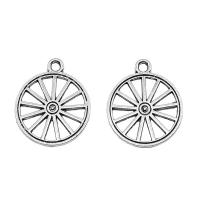 Zinc Alloy Jewelry Pendants, Round, plated, silver color 