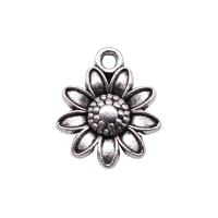 Zinklegierung Blume Anhänger, plattiert, Silberfarbe, 15x13mm, verkauft von PC