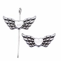 Perles coeur en alliage de zinc, Coeur avec des ailes, Placage, DIY, argent Vendu par PC