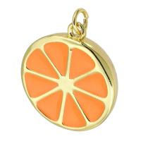 Colgantes de latón del esmalte, metal, Naranja, chapado en color dorado, Joyería & Bricolaje, naranja, 20x22x7mm, agujero:aproximado 3mm, Vendido por UD