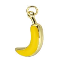 Emaille Messing Anhänger, Banana, goldfarben plattiert, Modeschmuck & DIY, gelb, 15x20x4mm, Bohrung:ca. 3mm, verkauft von PC