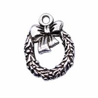 Zinc Alloy Jewelry Pendants, Christmas Wreath, antique silver color plated, vintage & Unisex 