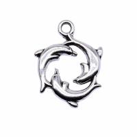 Zinc Alloy Animal Pendants, Dolphin, plated, vintage & Unisex 