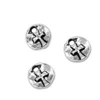 Zinc Alloy Cross Pendants, Round, antique silver color plated, vintage & Unisex 