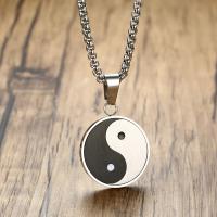 Stainless Steel Jewelry Necklace, 304 Stainless Steel, fashion jewelry & ying yang & Unisex, original color Approx 24 Inch 