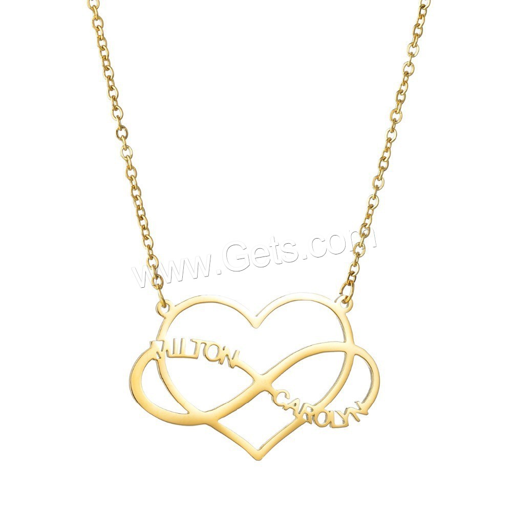 304 Stainless Steel Necklace, with 1.97inch extender chain, Heart, Vacuum Ion Plating, Each custom text must be less than 10 letters & fashion jewelry & Unisex, more colors for choice, Length:Approx 17.72 Inch, Sold By PC