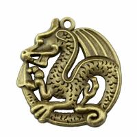 Zinc Alloy Animal Pendants, Dragon, plated, antique gold color 