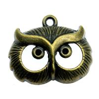 Zinc Alloy Animal Pendants, Owl, plated, antique gold color 