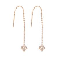 Cubic Zirconia Micro Pave Brass Earring, micro pave cubic zirconia & for woman, golden 