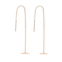 Brass Thread Through Earrings, for woman, golden 