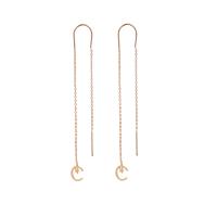 Brass Thread Through Earrings, for woman, golden 